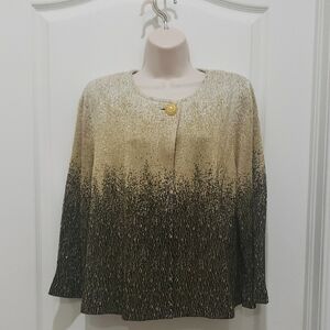 St. John Cream,Gold Metallic, and Black Ombre Sweater
